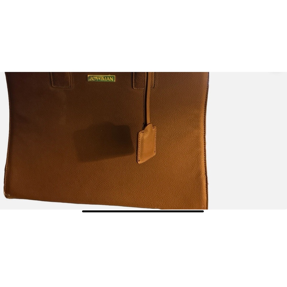 JOY & IMAN Large Brown Leather Tote Handbag Purse